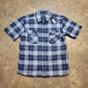 Dickies Skateboarding Mike Anderson Work Shirt Mens Medium M Gray SS Plaid